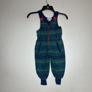 Vintage Gymboree Color Block Geometric Fleece Overalls Size Small PLEASE READ